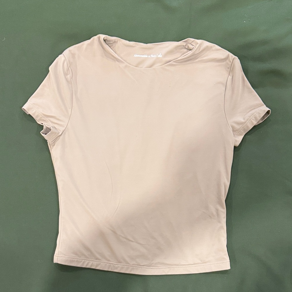 Women's Abercrombie Cropped Beige T-Shirt